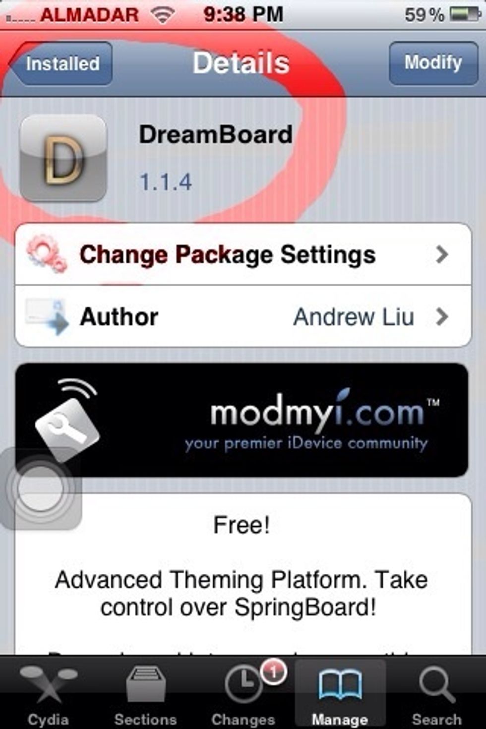 2- Click on install in the > top >  right  and wait for install to end then return to Cydia then move to the next step....