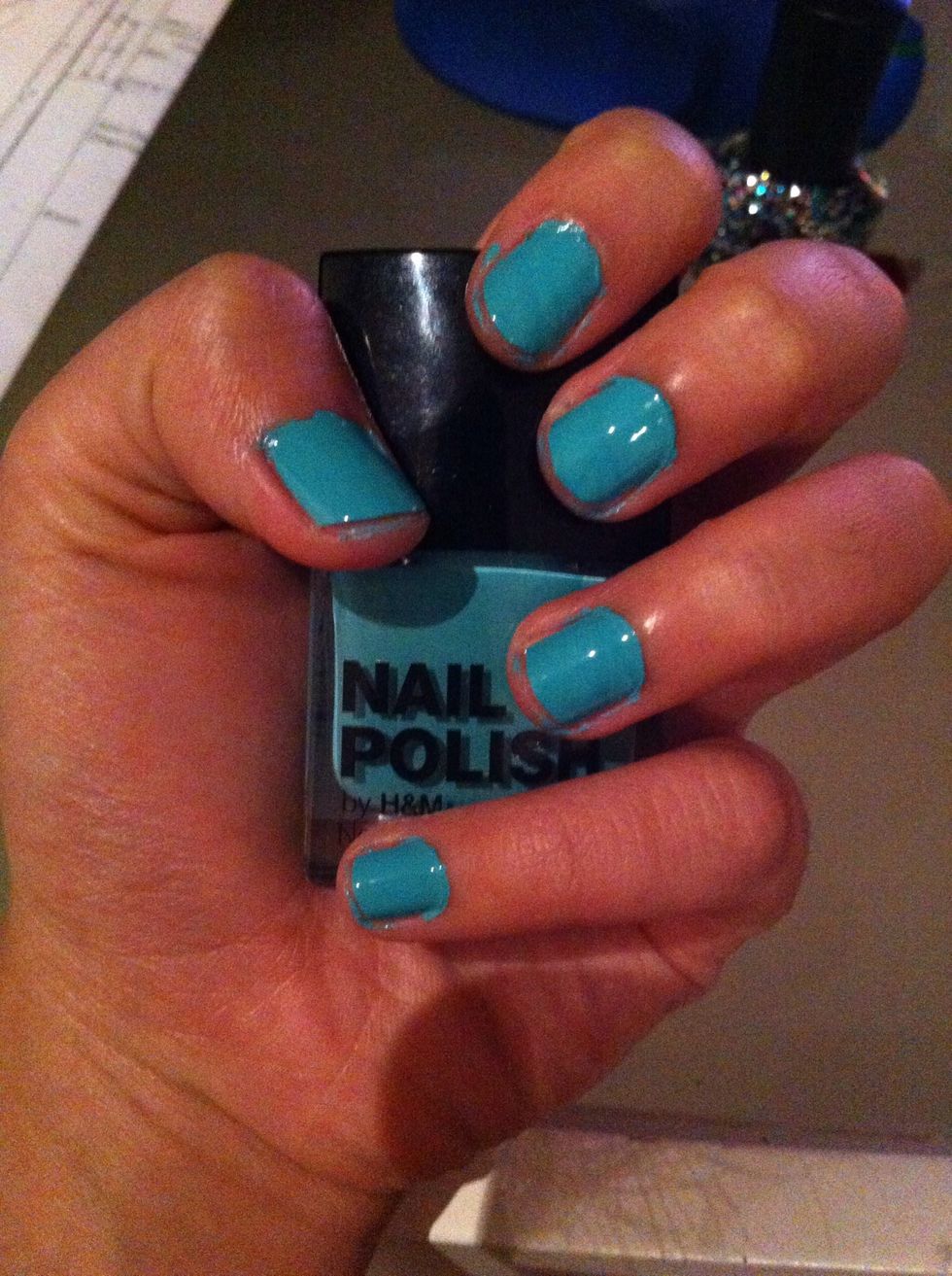 2 coats of one colour, pick one of the lighter ones