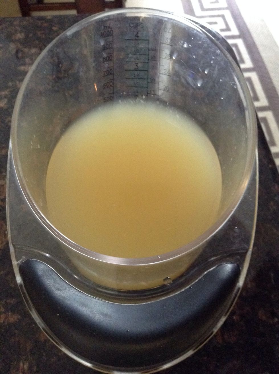 2 cups chicken broth / stock. Into the soup pot it goes.