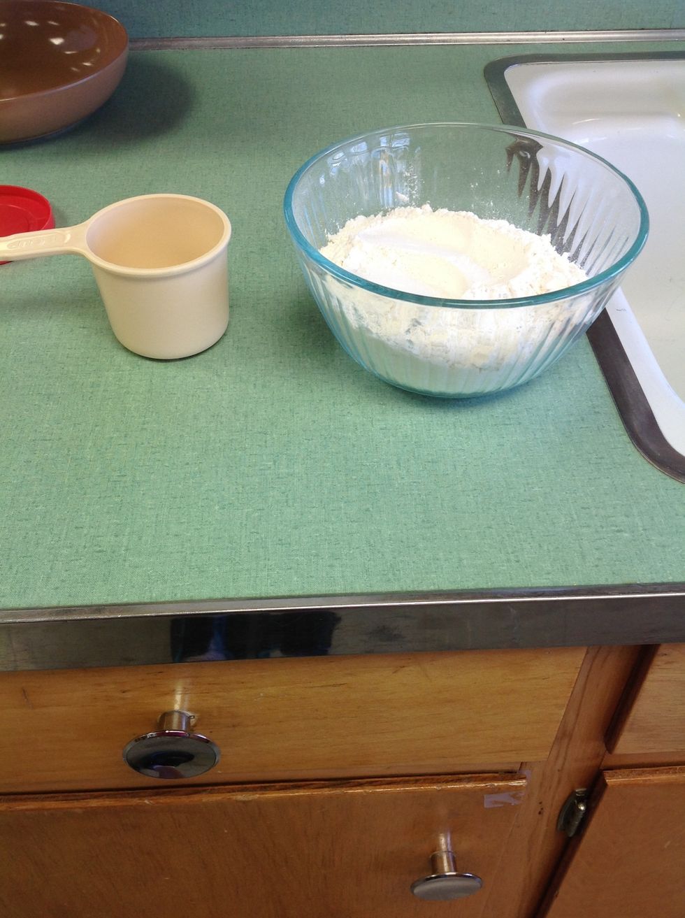 2 Cups of flour in bowl.