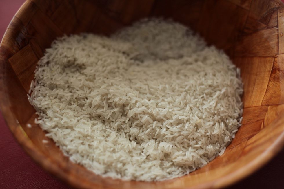 2 cups of rice. We're just using a standard long grain rice.