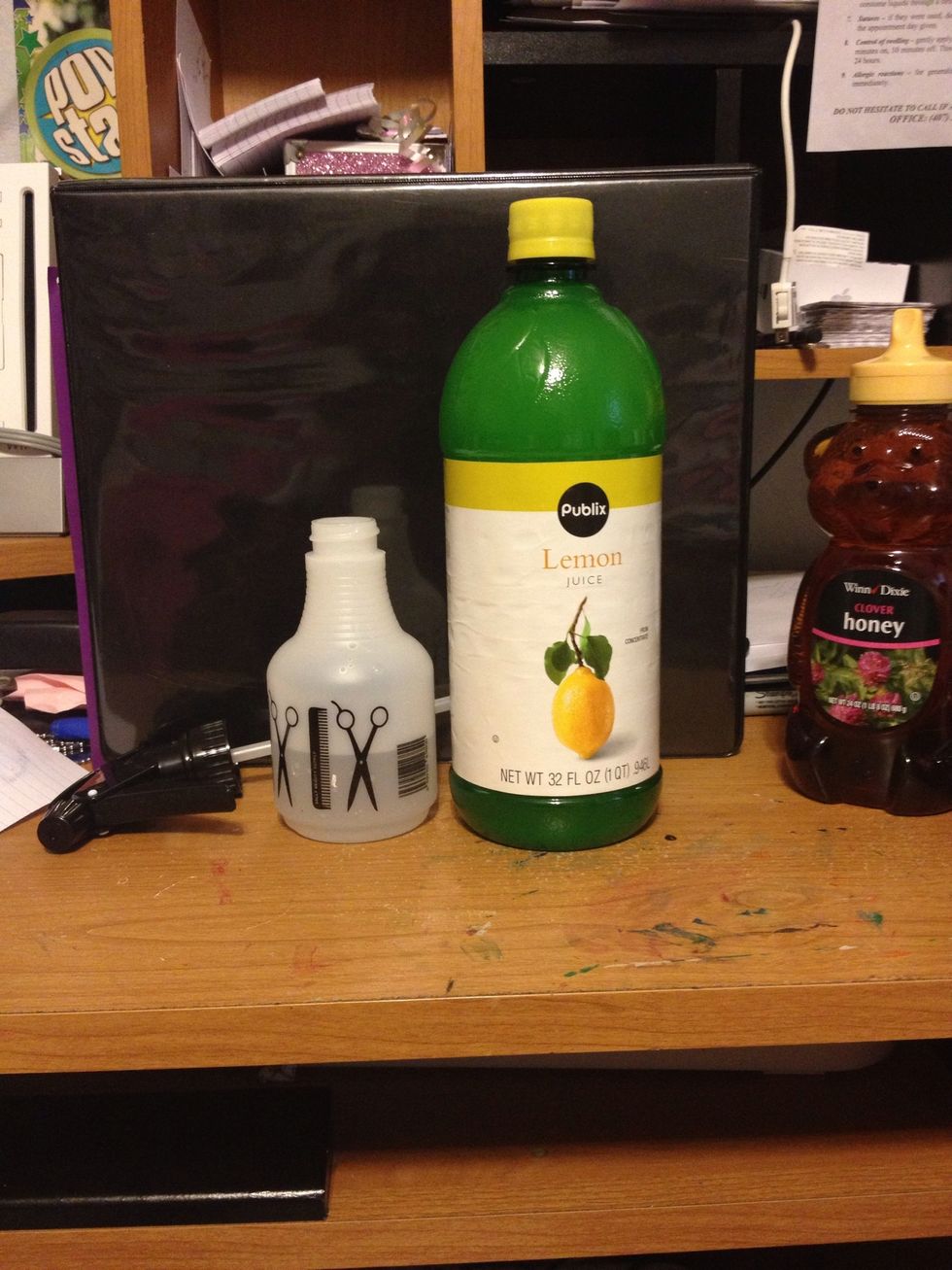 2.) Next fill the bottle up 1/4 of the way with Lemon Juice