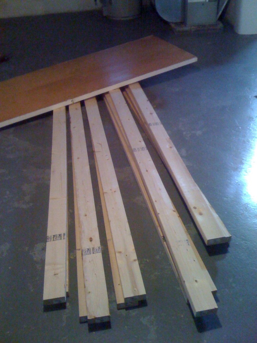 2 old doors (sorry only 1 shown) and 12 8 foot 2x4's. You could use 3/4" plywood if you don't have doors.