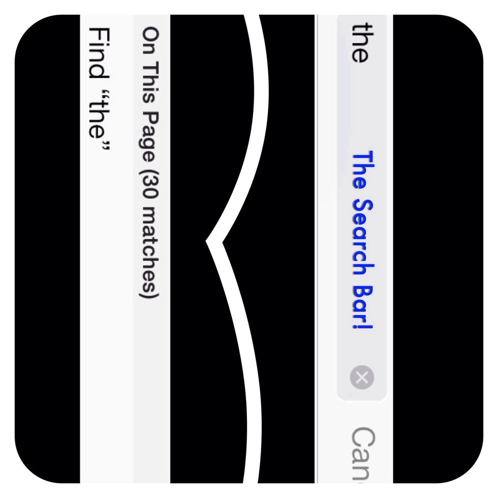 2) Once you're on the site you want to search go back to the top and type in the search bar want you want to find on the page. Here I typed the word the. Then scroll down to \u201cOn This Page.\u201d Click it.