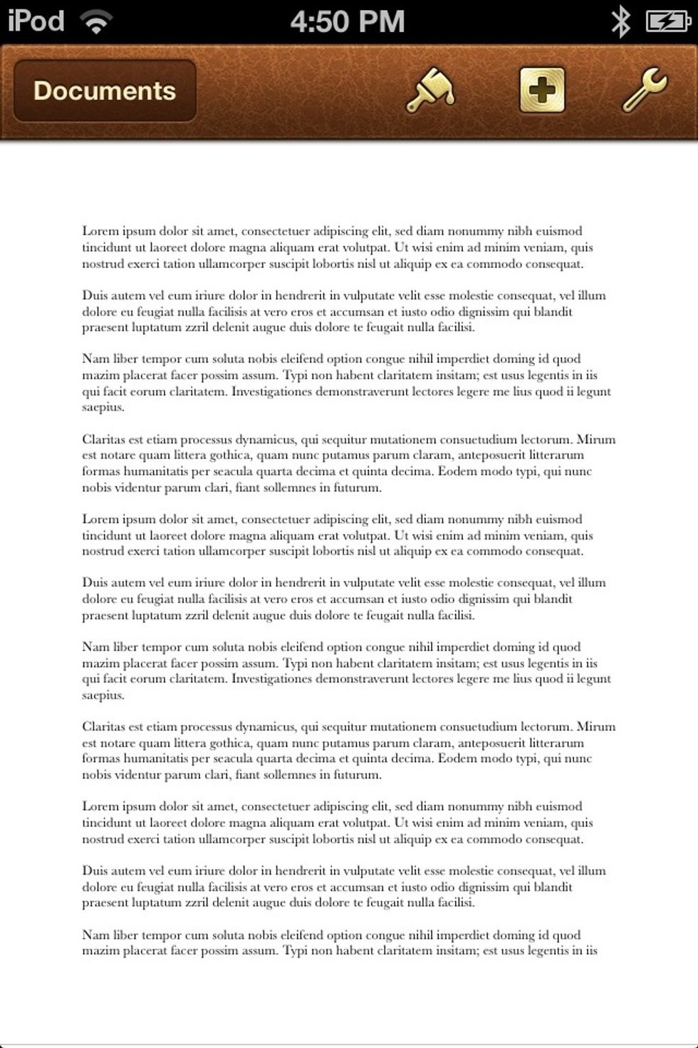 2) Open Pages and type your information (I am using filler text in this example). My font type is 12pt Baskervile.