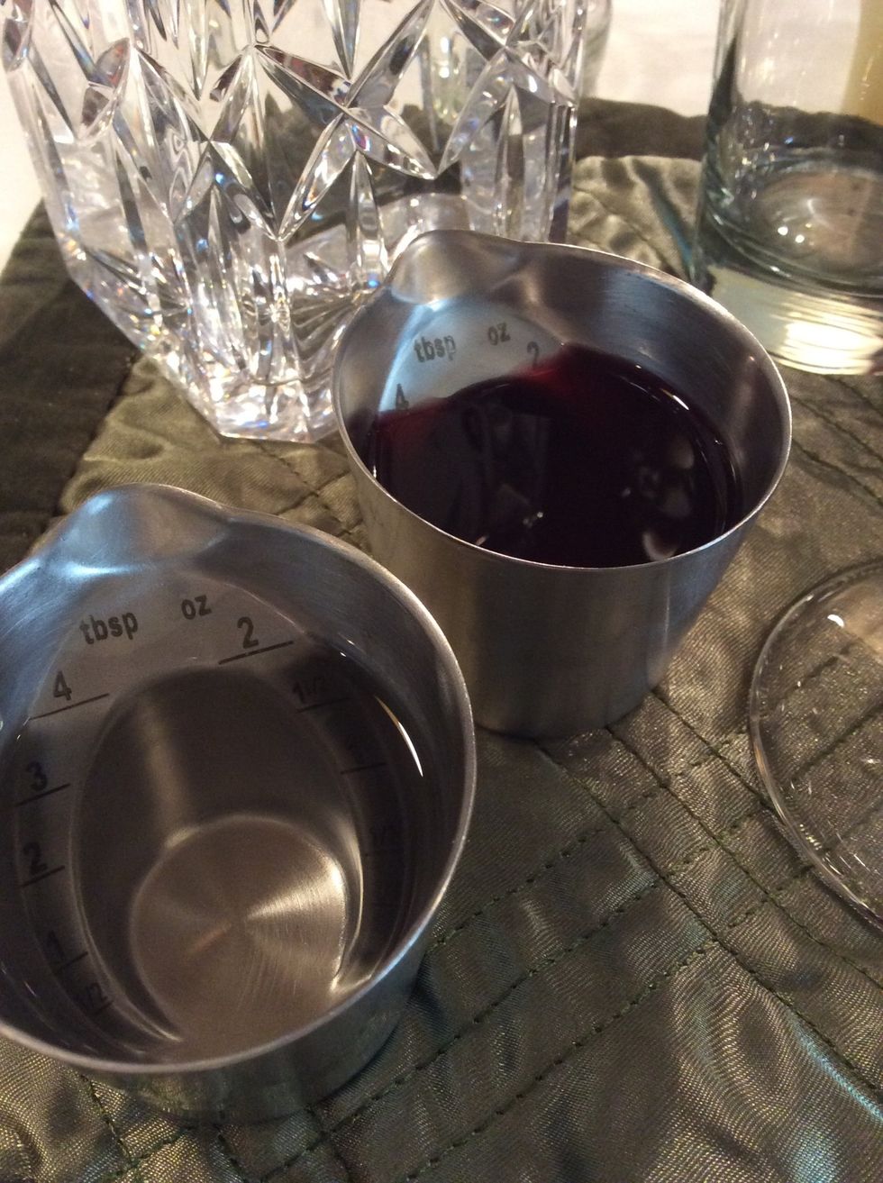 2 ounces vodka and 2 ounces of Pom juice.