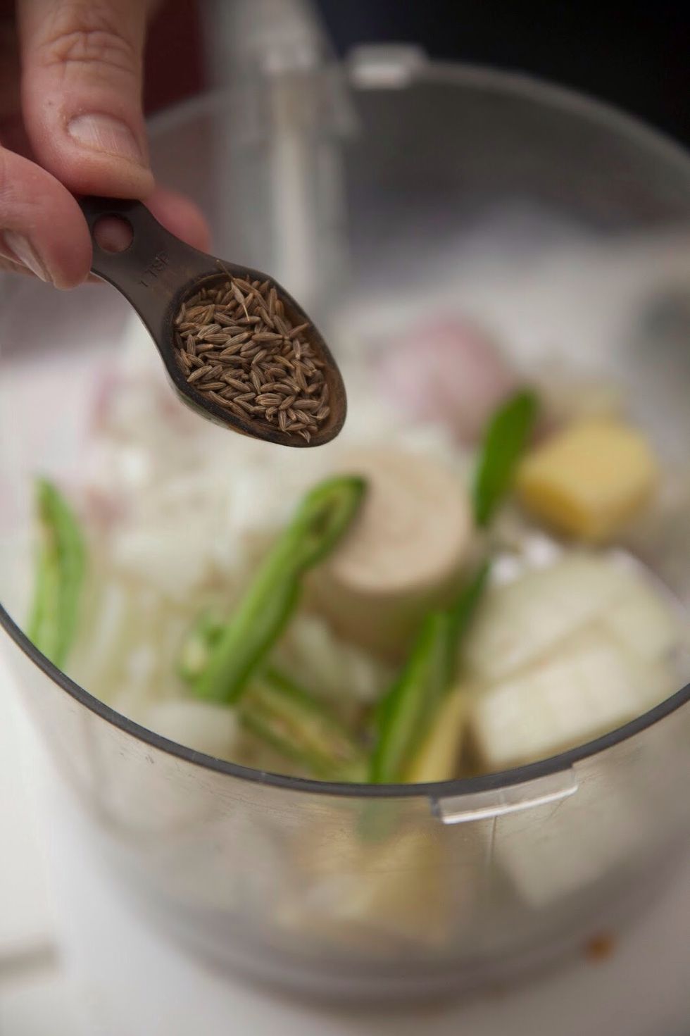 2 serrano chiles,1 tsp of cumin seeds,1/2 tsp of lemon juice.