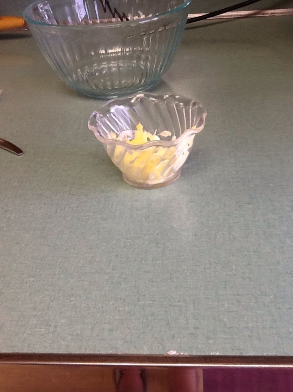 2 table spoons of butter..Make your butter soft, I put it in the microwave for 20 seconds