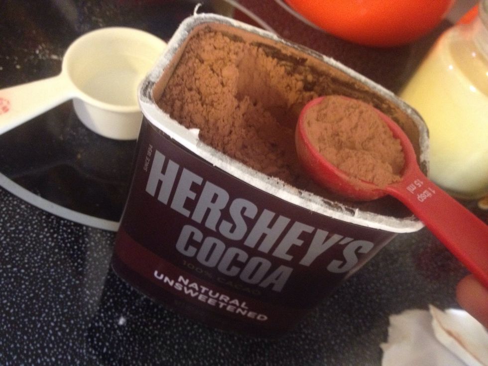 2 table spoons of cocoa added to the mug