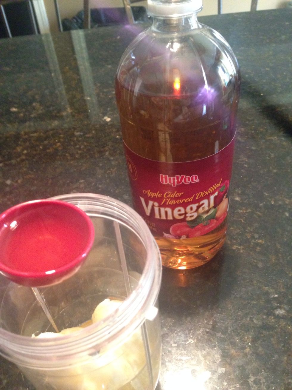 2 tablespoons apple cider vinegar. This really makes your hair shine!