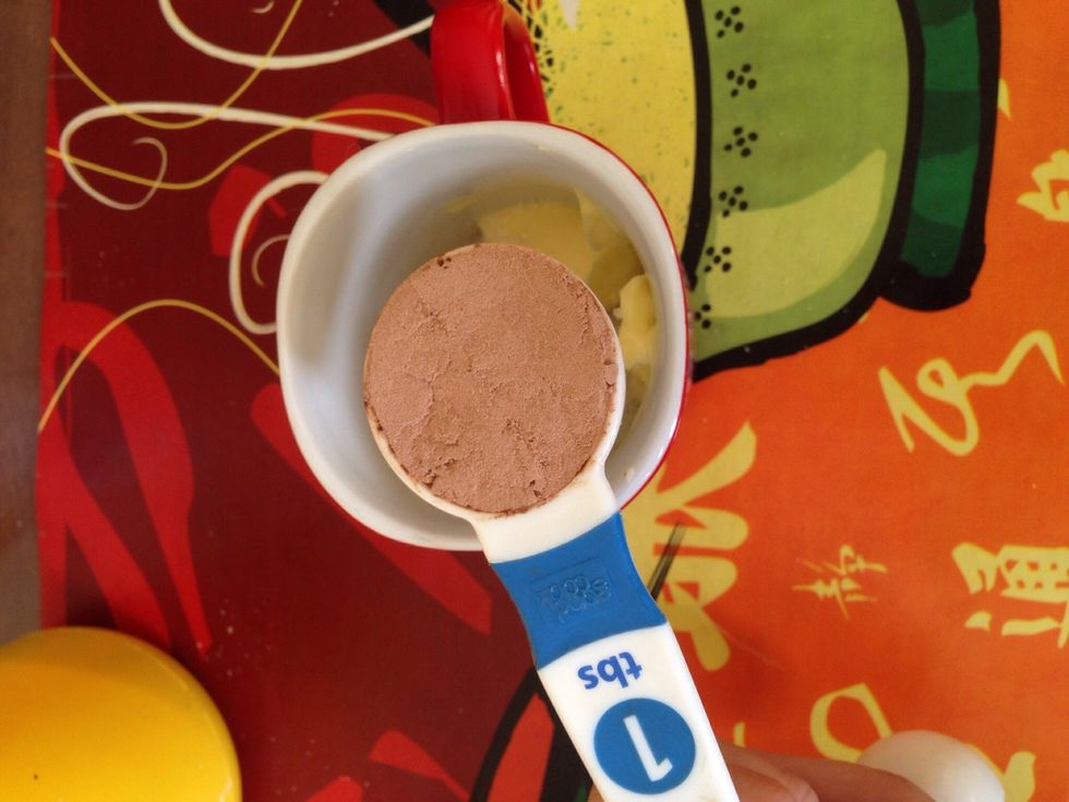 2 tbs of cocoa powder, then in the microwave for 15 seconds\ud83d\udd52 and mix it well