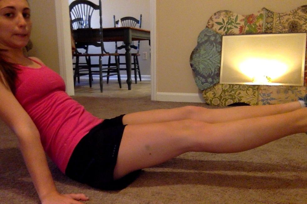 20 Full-Body Tuck \u2018n Spreads: Sitting on the ground, lean back with hands lightly by your side for support. Legs should be lifted and outstretched.