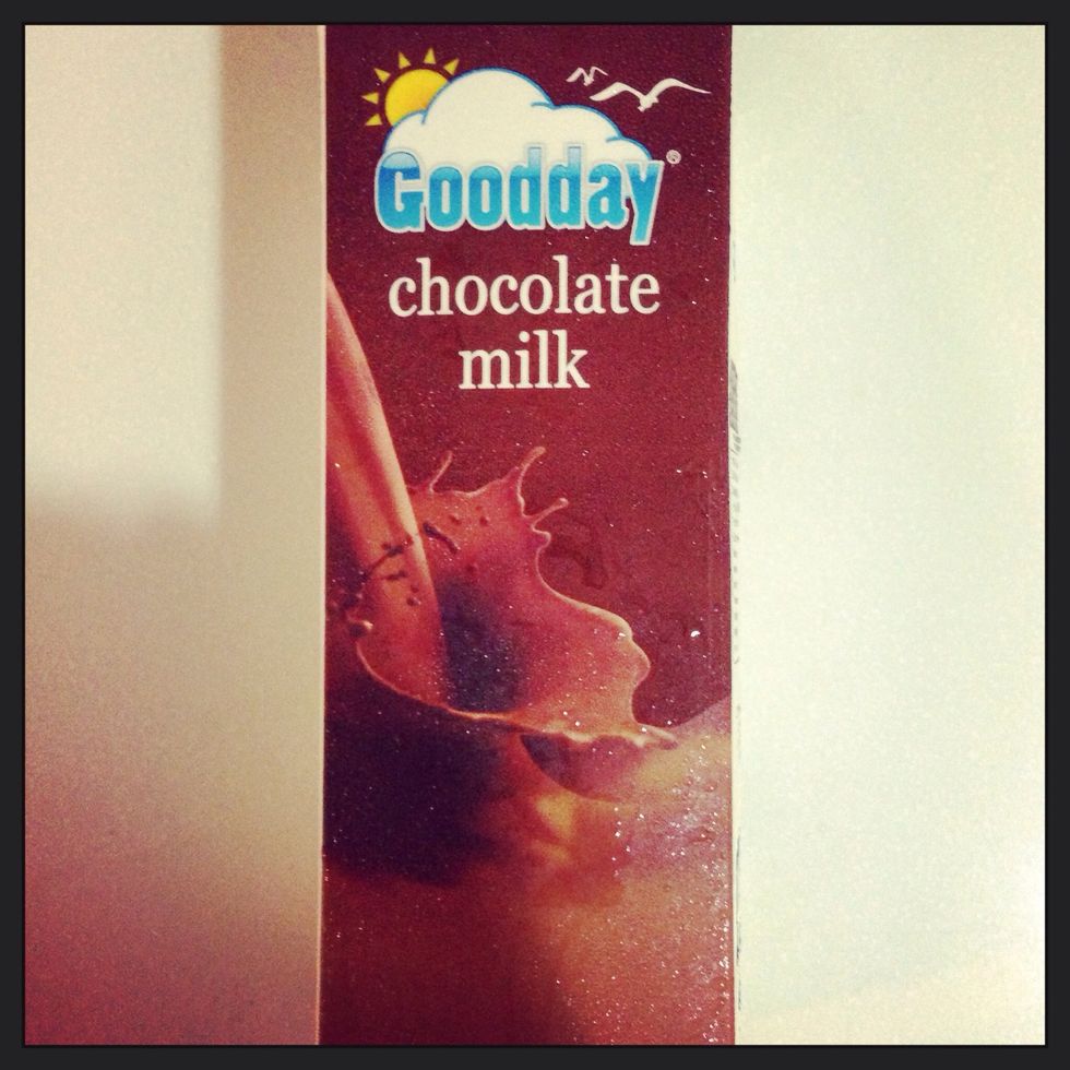 200 millilitres of full fat chocolate milk.( semi skimmed work as well.)