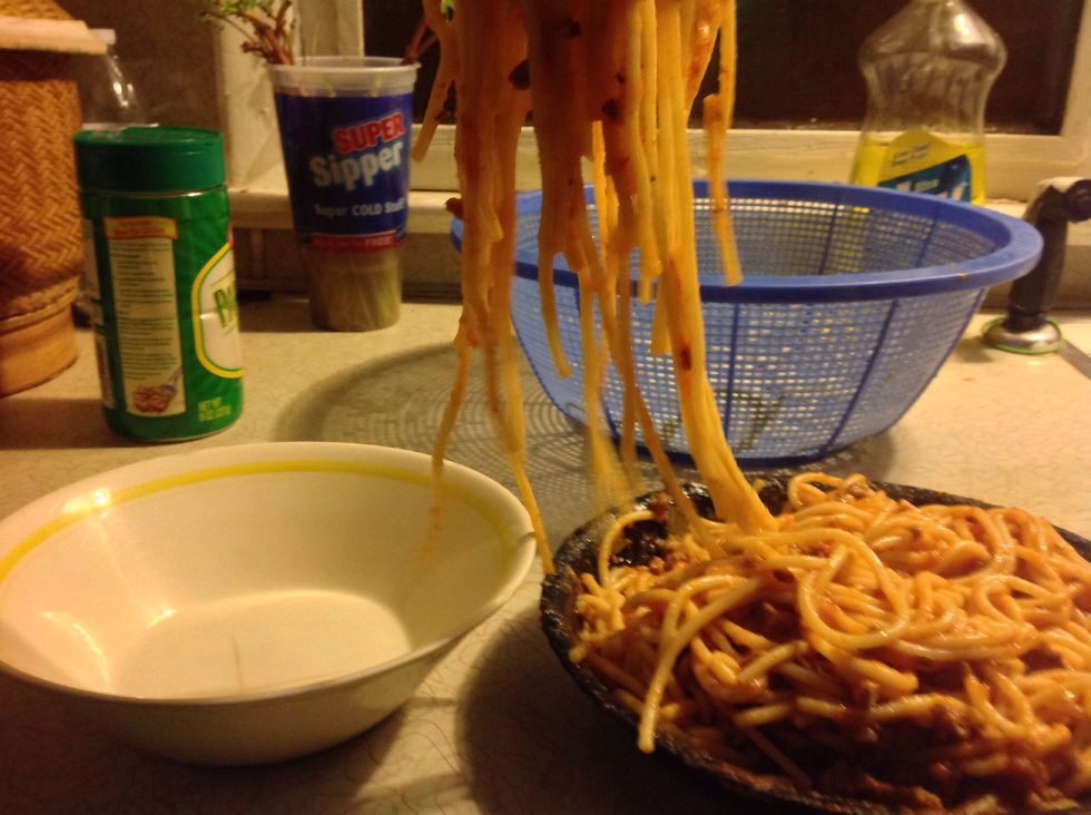 21, Scoop Spaghetti and put in Bowl