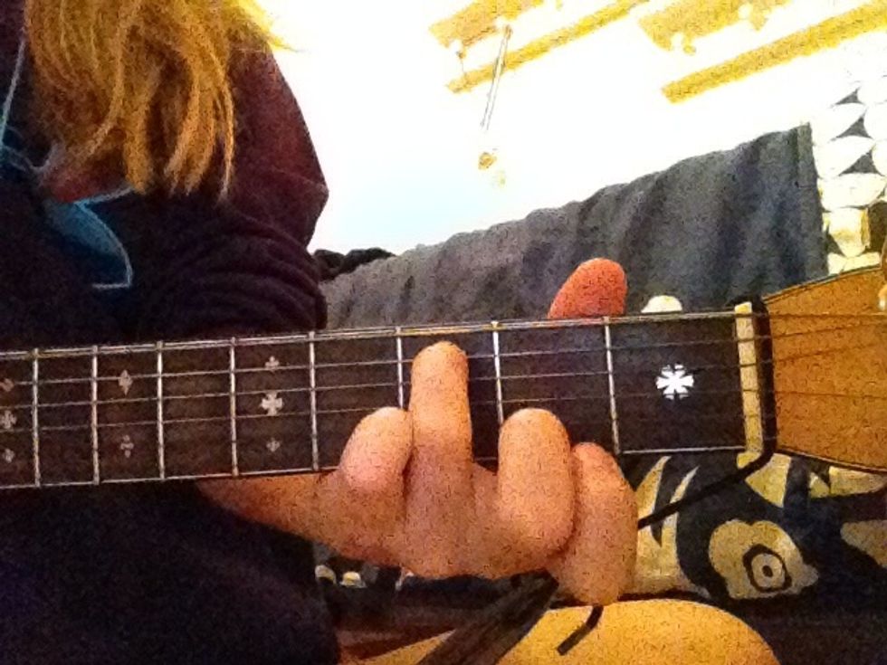 23.) Lastly, place your ring finger on the 3rd fret A string.