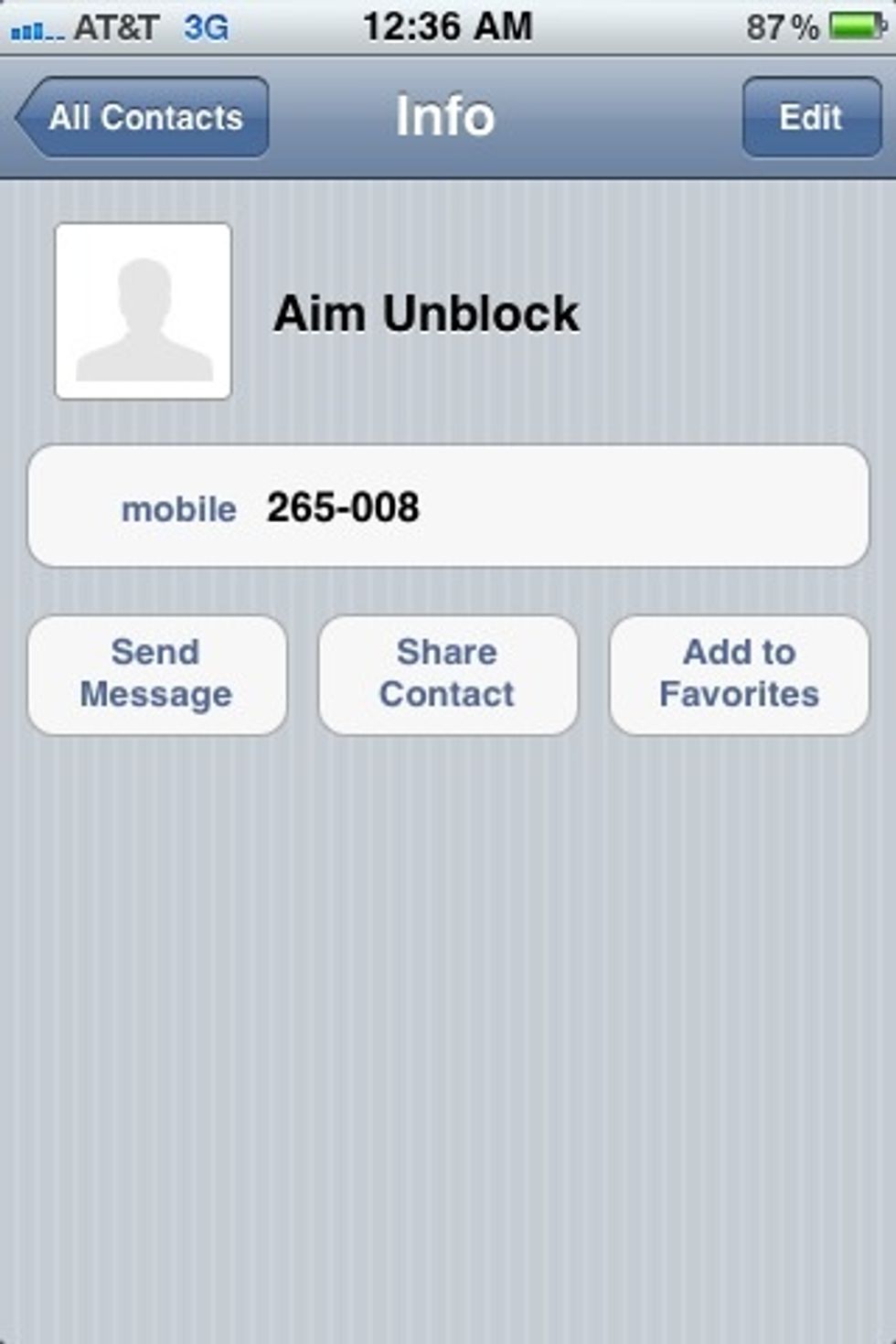 265008 is the unblock number. I recommend creating an AIM Unblock contact as well in case you ever decide to unblock someone in the future.