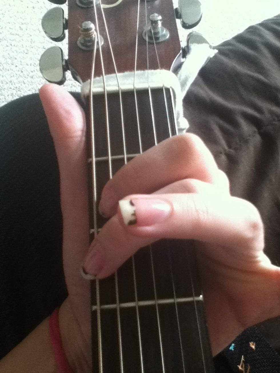2nd finger, on 1st string, 3rd fret