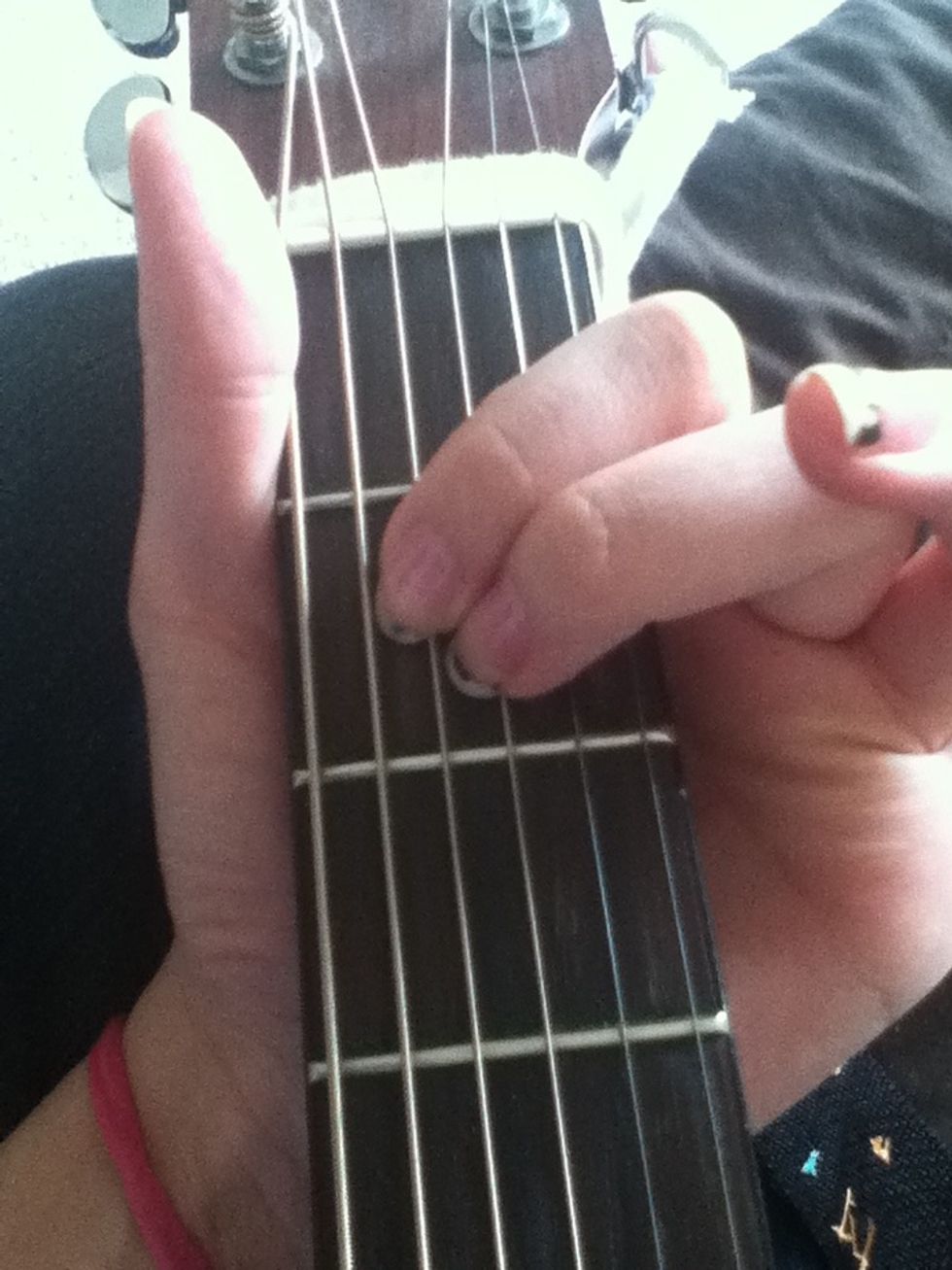 2nd finger on 4th string 2nd fret