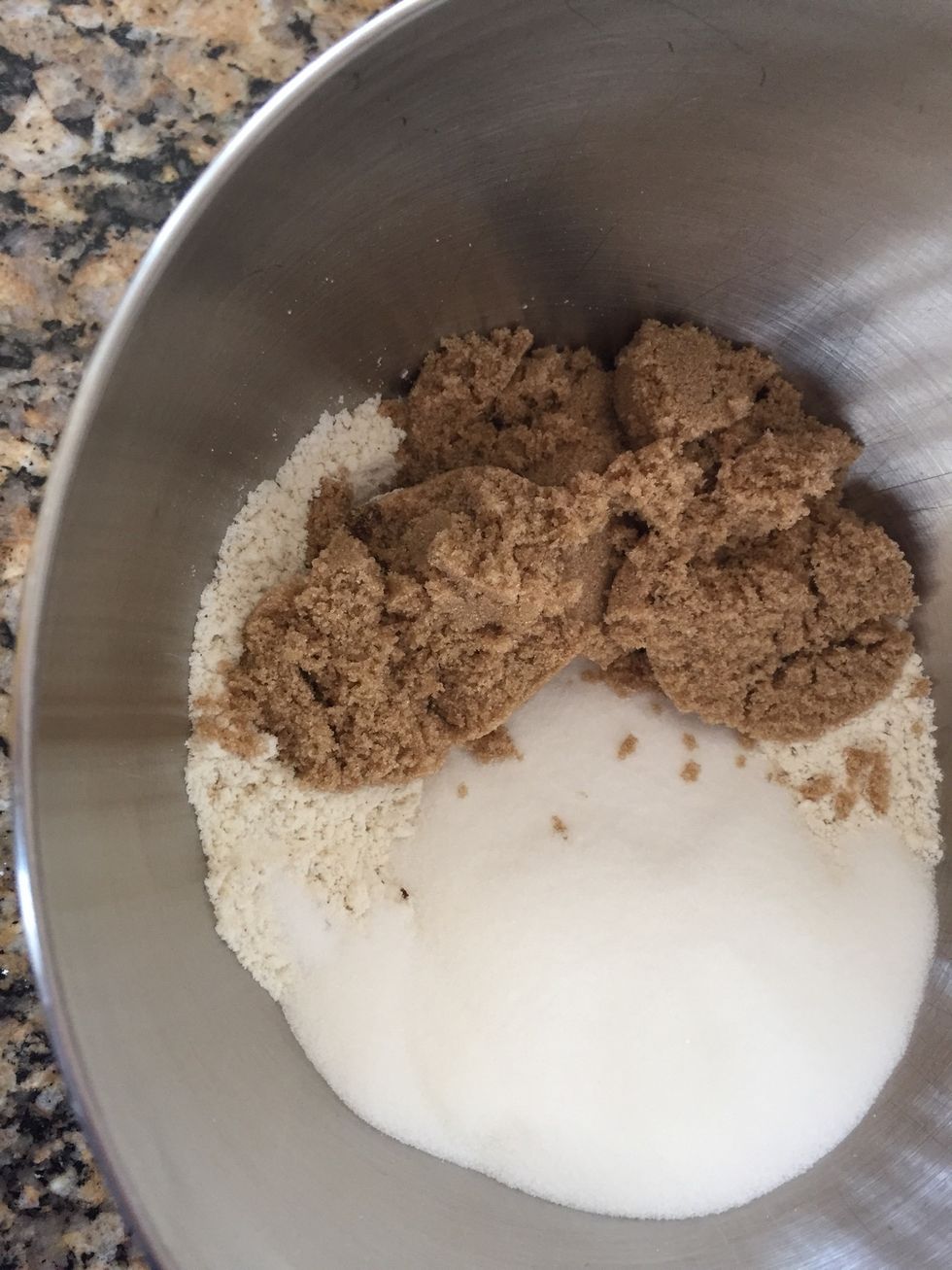 3/4 cup each: brown sugar and white sugar