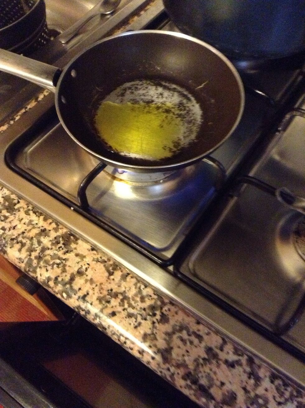 3/4 tbsp of olive oil in a pan over high heat.