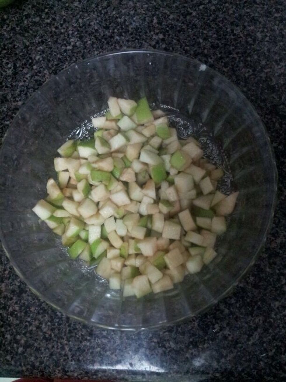 3 apples chopped mixed with salt