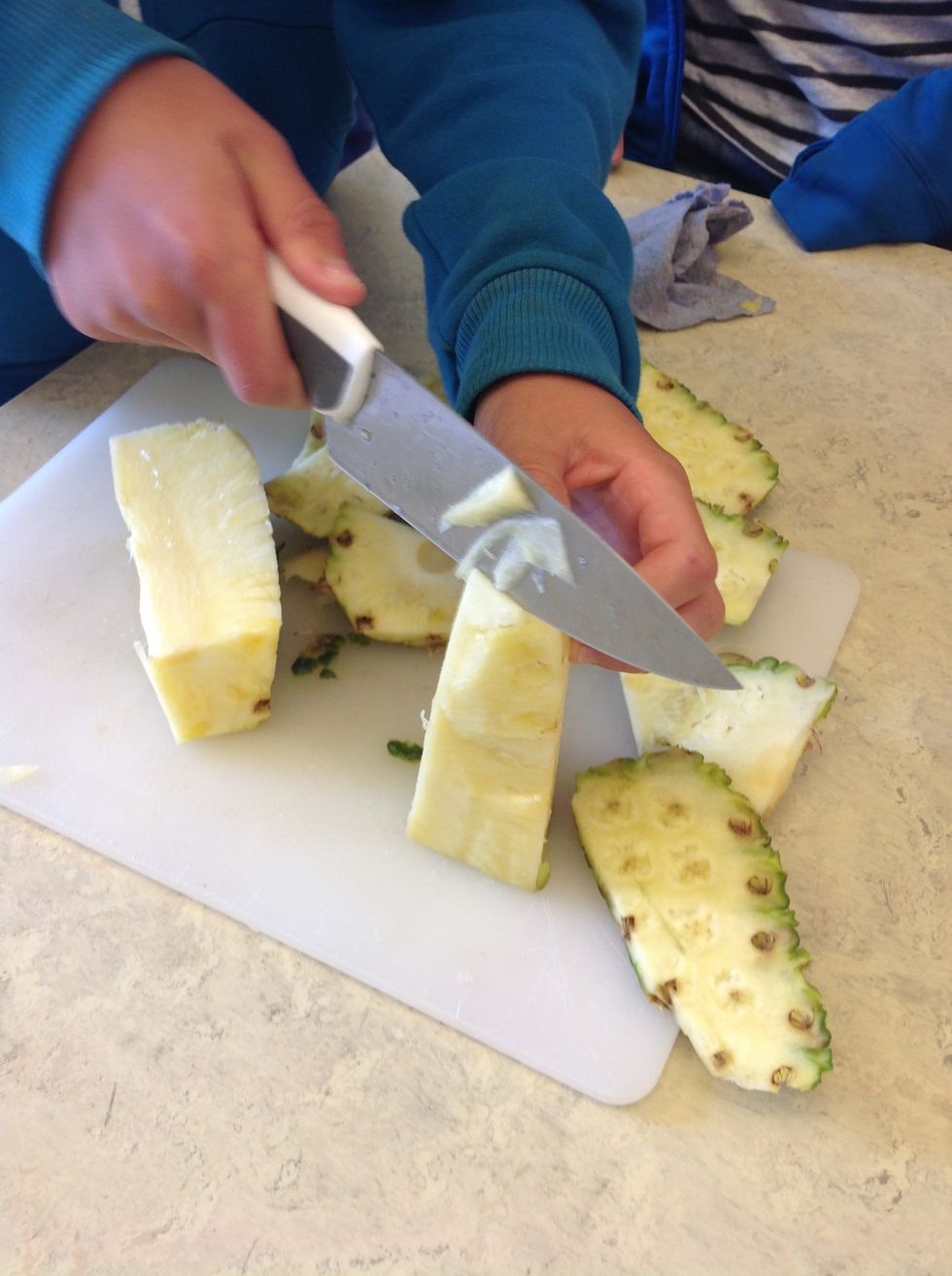 3. Cut away the middle (not tasty)