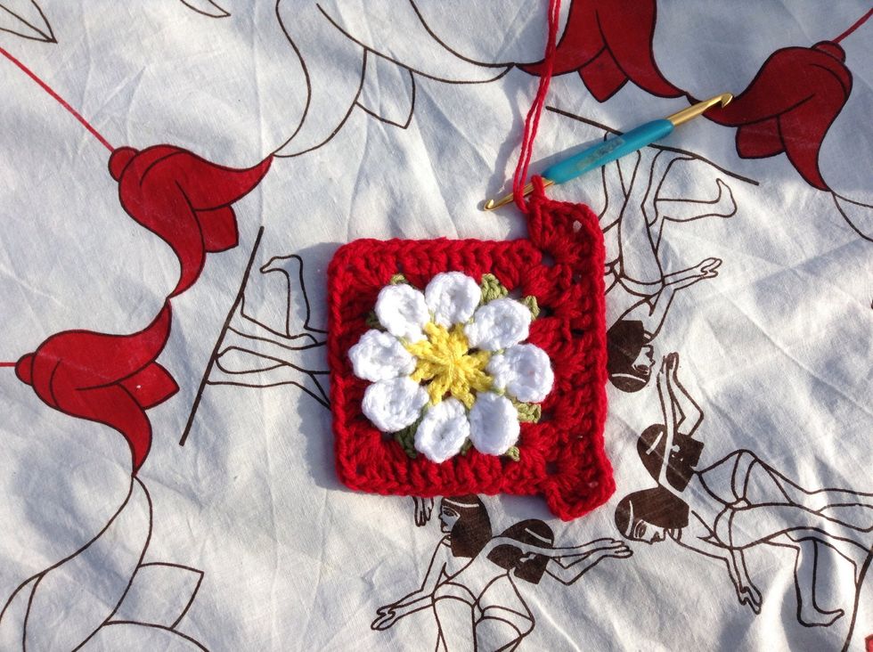 3 dc, ch 2, 3 dc in next corner space.  *3 dc in each of the next 3 sp, 3 dc, ch 2, 3 dc in next corner space*, repeat to the end.