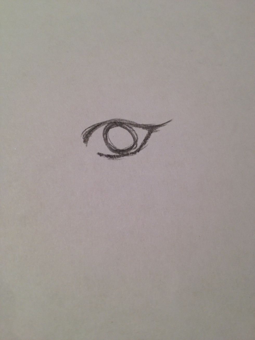 3. Draw the bottom line, closing the eye, pretty much. If you want the eye to look long, lower the top line and move the two lines closer.