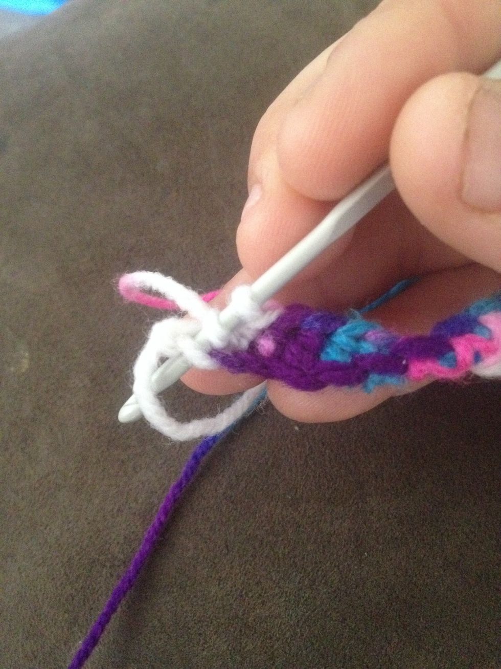 3 Half double crochet in last chain