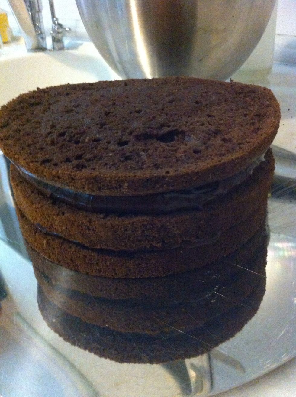 3 layers all set, push and straighten your cake...