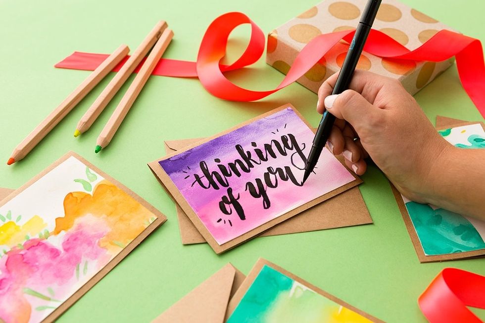 3. Making cards is an excuse to practice your hand lettering. The holidays bring about many opportunities to get creative so break out those calligraphy and brush pens and get writing!