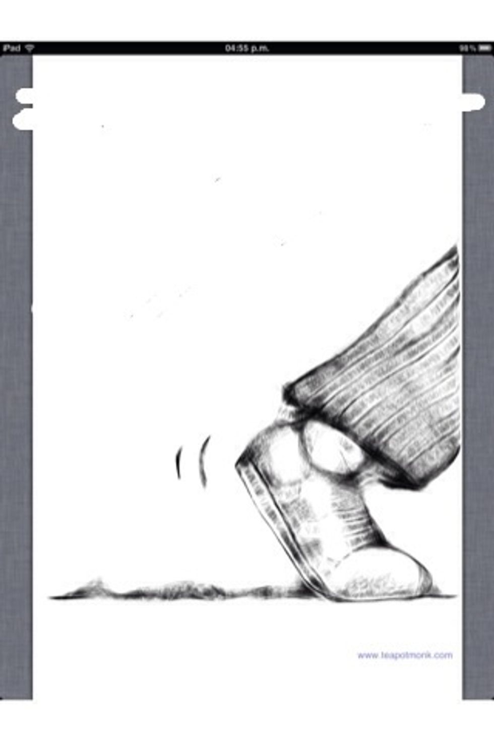 3. Move one foot cautiously off the floor, peeling the sole of the foot slowly from the ground as though it were partially stuck with glue.