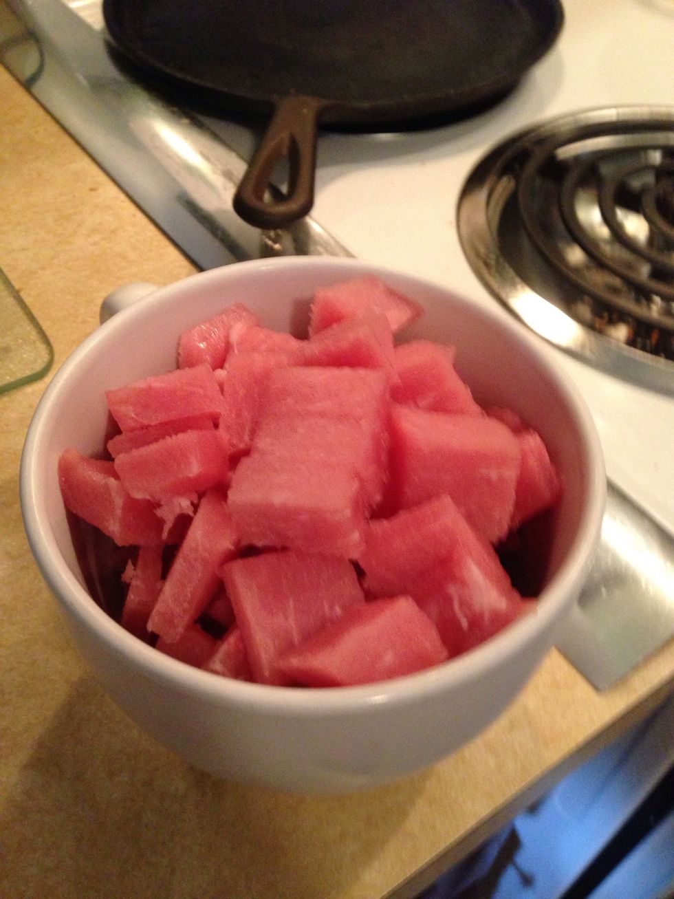 3 pork chops chopped up