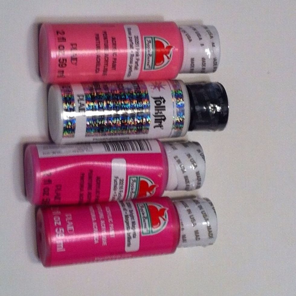 3 shades of acrylic paint plus some glitter paint!
