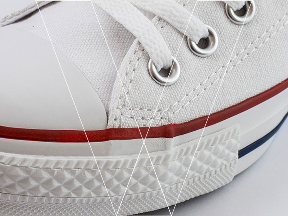 3. Take note of the join in the rubber midsole just below the first lace eyelet. The join creates an obvious bump in the rubber midsole.