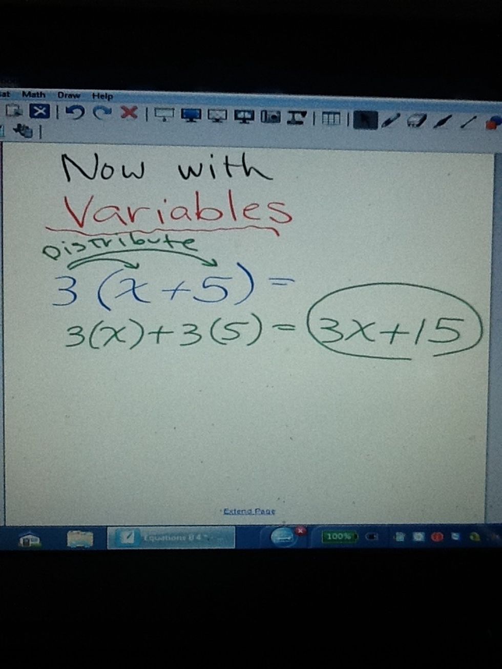 3 times X equals 3x.