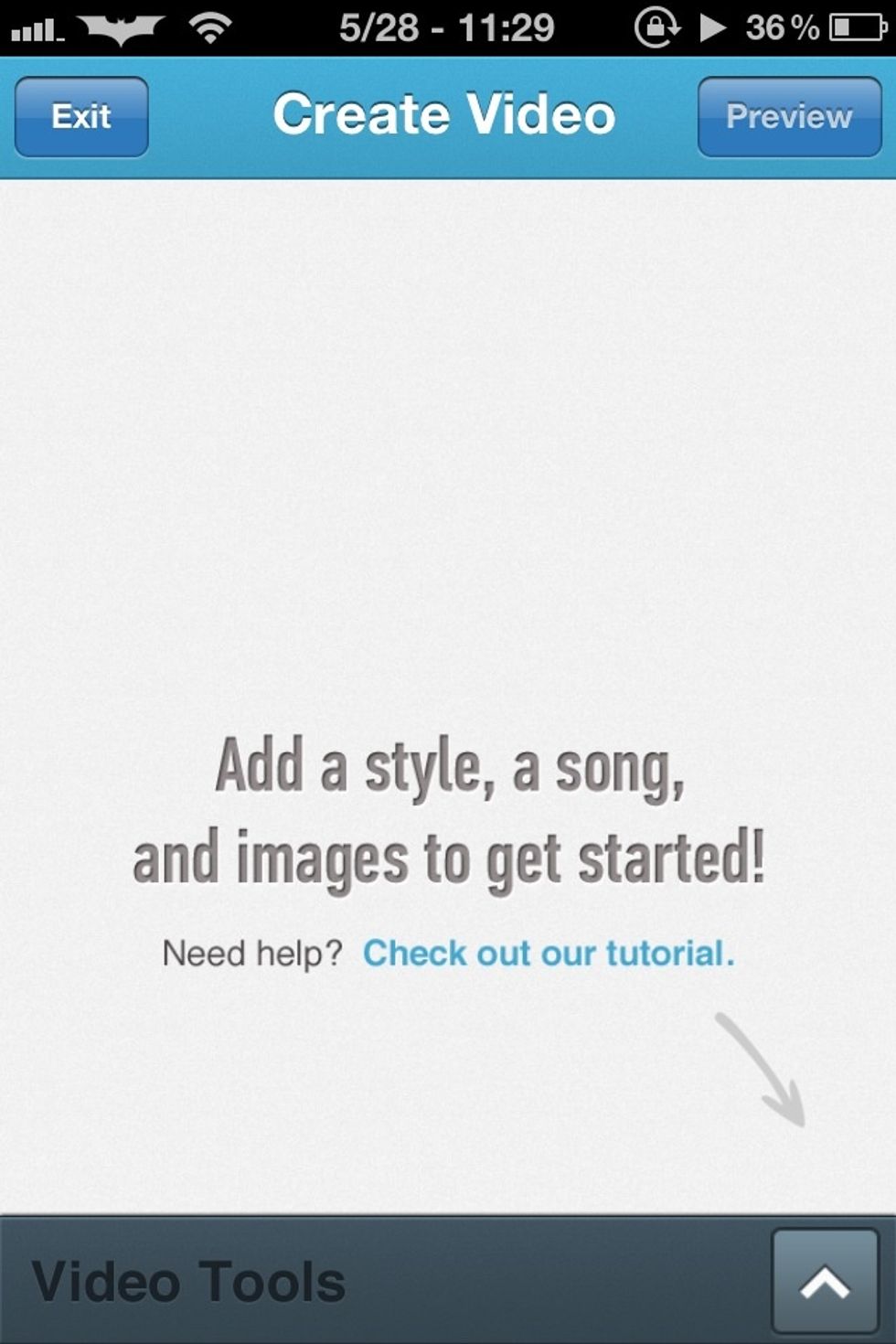 3) you're going to tap on create video. Then it should take you to where you can add your pics or video, music, and text