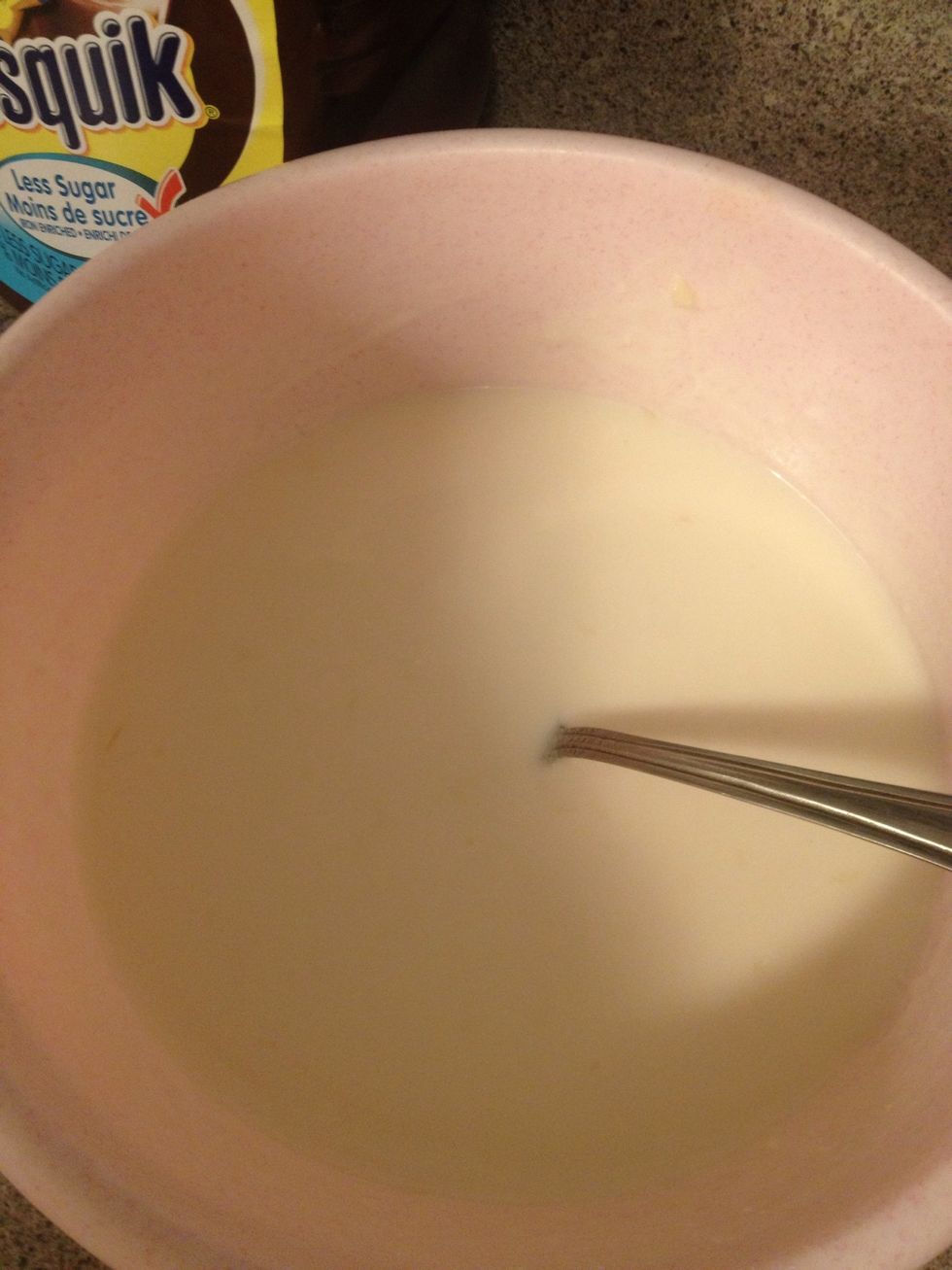 3cup of yogurt and two glove if garlic and stir "secand step "