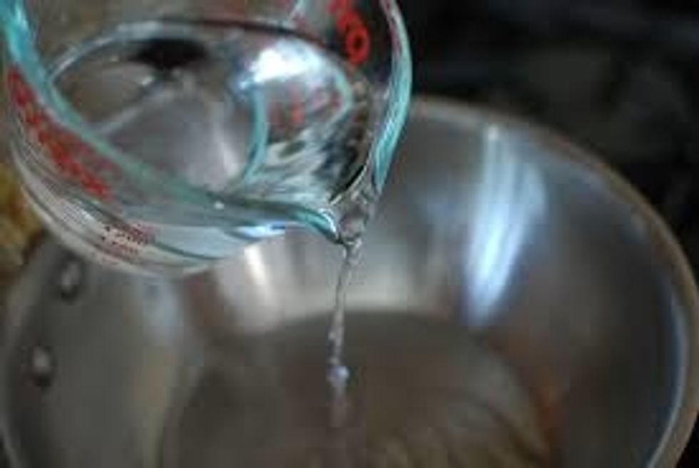 3rd- pour water into pan