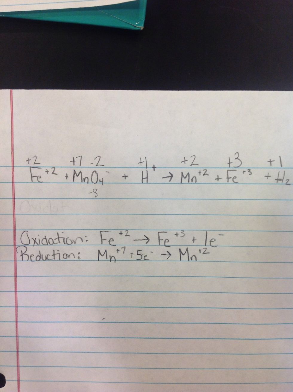 3rd Step: Determine which is oxidation and reduction and how many electrons they need. Electrons need to be the same in both reduction and oxidation.