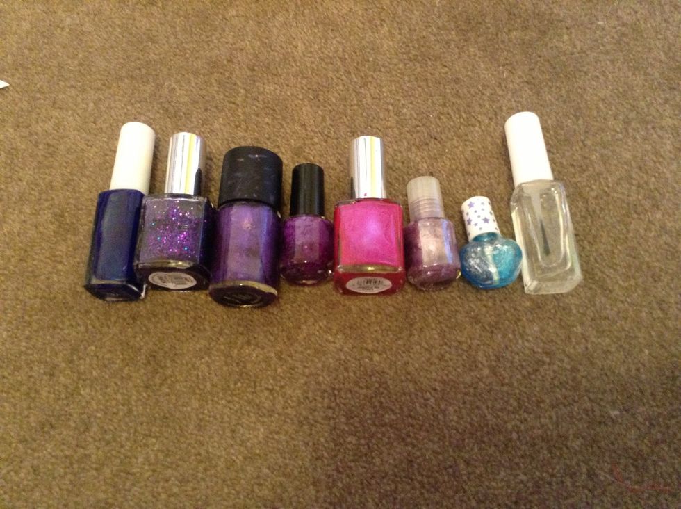 4. For Winter, I chose some darkish colours like dark blue, dark purple, dark pink and a clear.