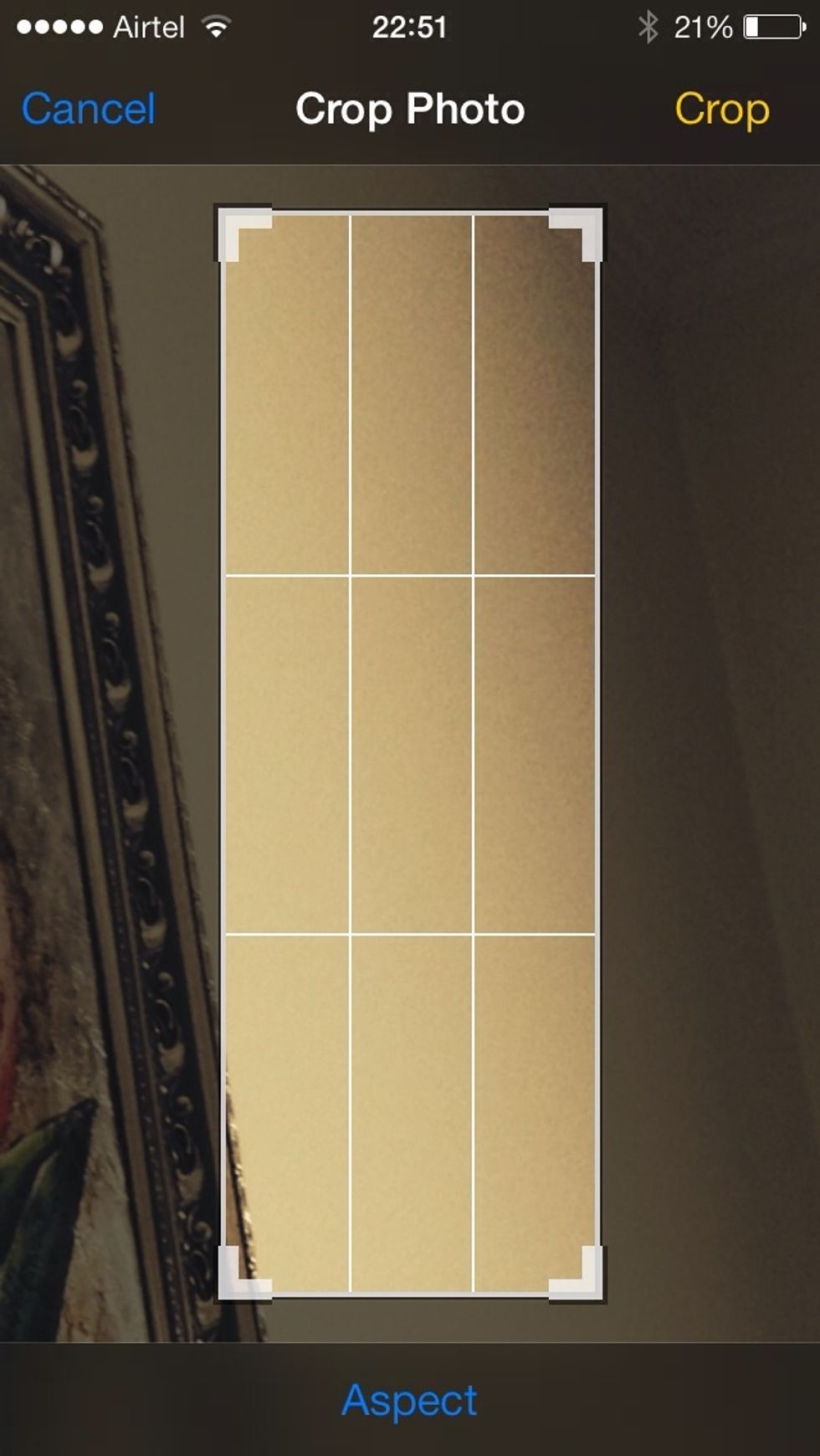 4.Now use the cropping tool to crop a small part of the image