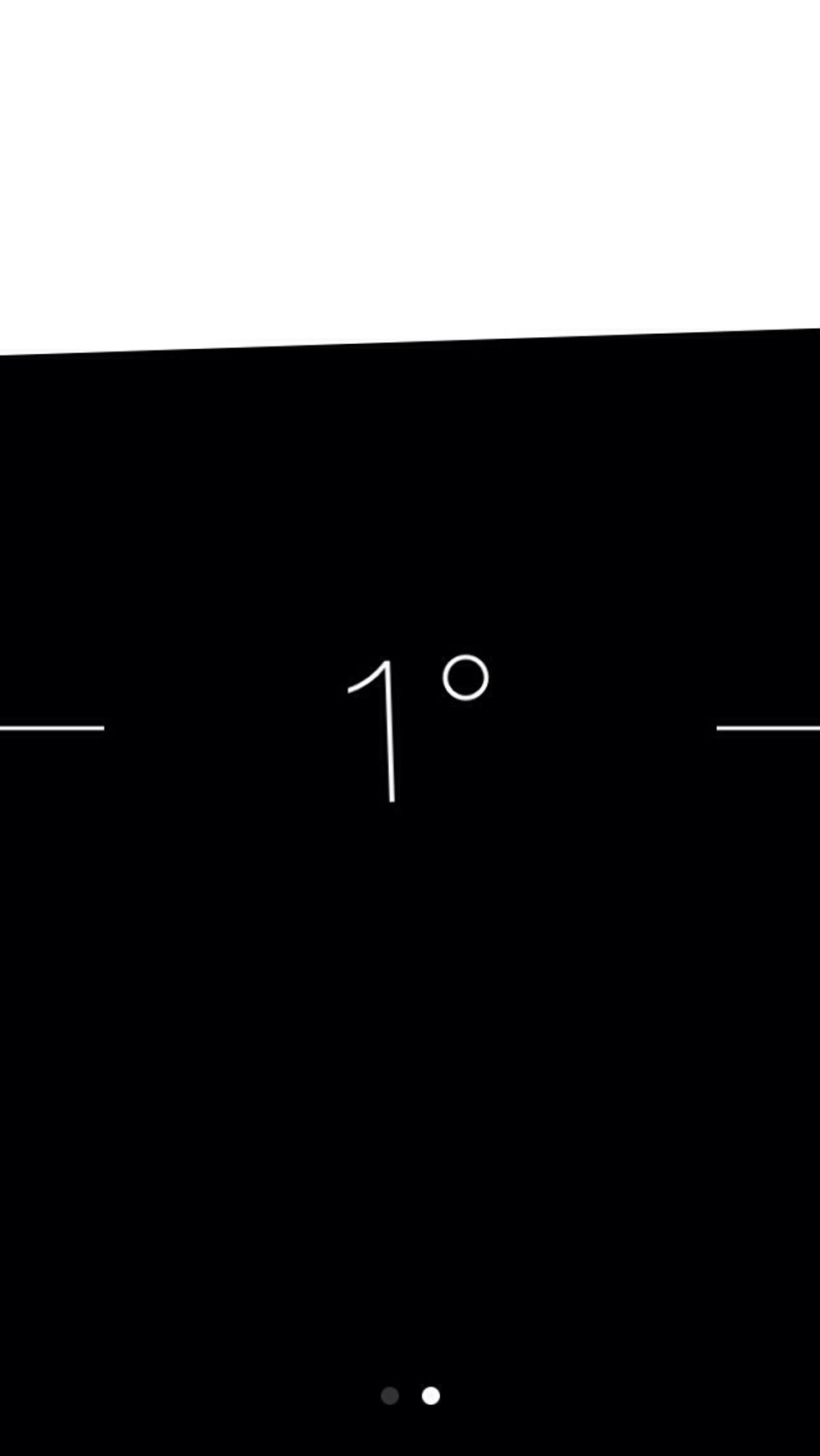 4) Once you do that this screen appears. Now to know if something is level you want the black to line up with the two white lines.