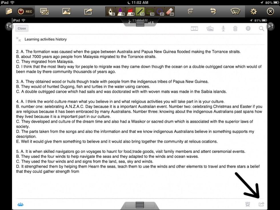 4.Once you have selected your peace of work select the export button the one I have pointed too