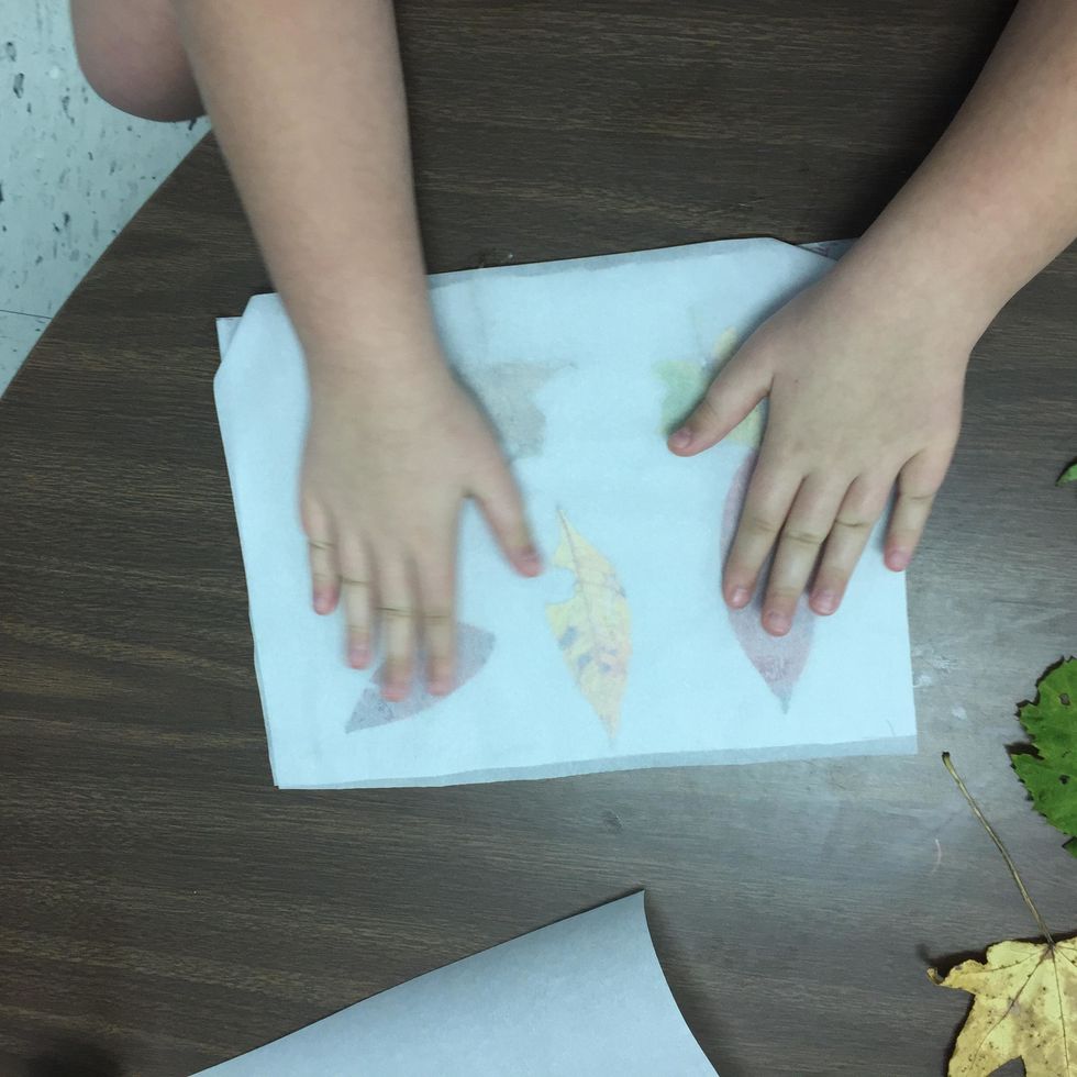 4. Put second piece of parchment paper onto first. Press edges.