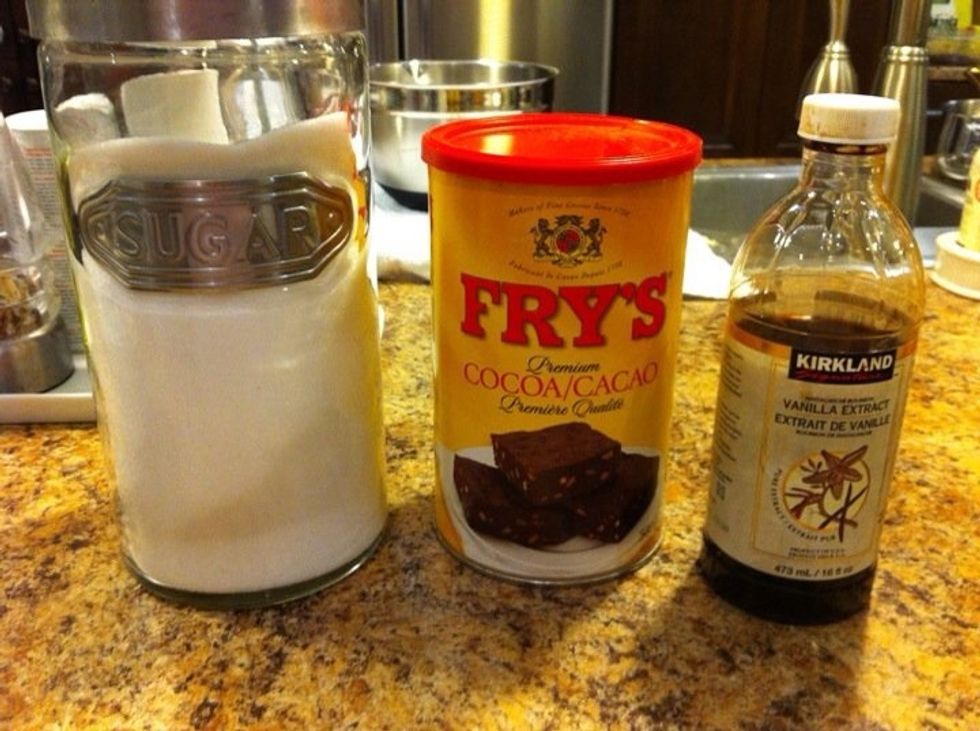 4 tbs of sugar, some cocoa and vanilla