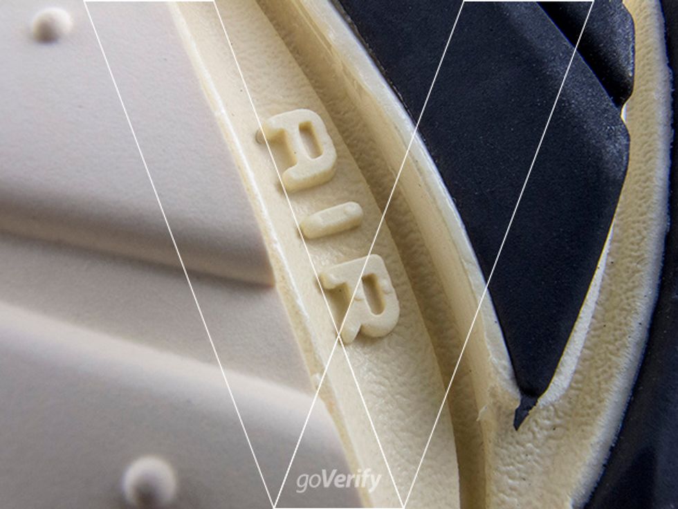 4. The heel has an Air logo embossed into the rubber. Make sure the typeface used is correct and that there are tiny pinhead sized bumps on the tips of each of the letters.