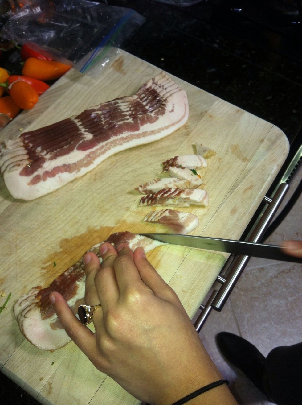 4 thick slices of bacon rough chopped