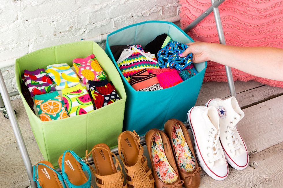 4. Use Fabric Bins for Socks and Underwear: Get the most out of your open or closed closet by putting socks, underwear, athletic wear, sleepwear and accessories in fabric bins on the floor.