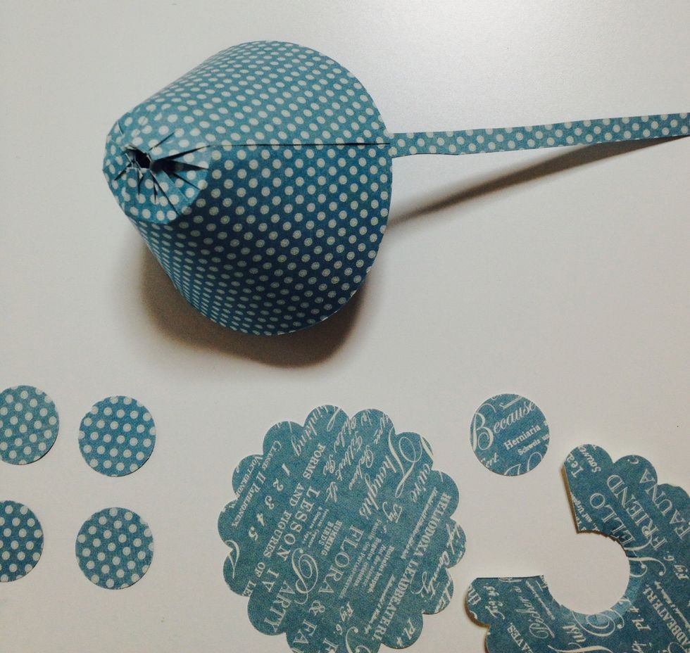 5 1/2'circle cut half and adhesive for a tie-in with 6x1/4' strip Cut the scallop as shown